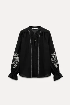 CAMISA MANGA BORDADA