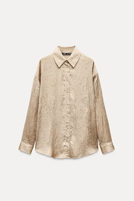 CAMISA SATINADA EFECTO ARRUGADO