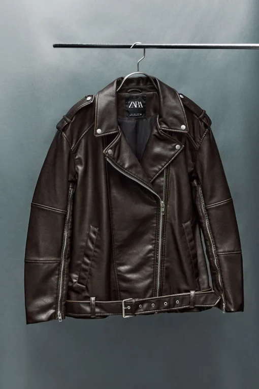 CAZADORA BIKER OVERSIZE EFECTO PIEL LAVADA