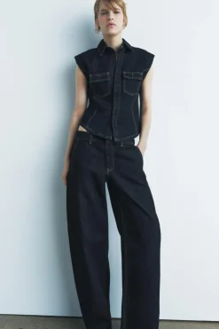 CHALECO DENIM PESPUNTES ZW COLLECTION