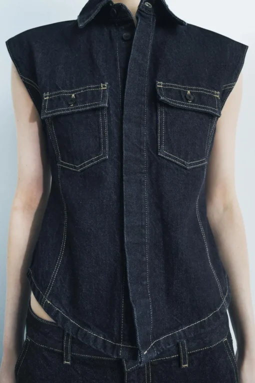 CHALECO DENIM PESPUNTES ZW COLLECTION