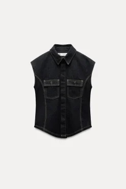 CHALECO DENIM PESPUNTES ZW COLLECTION