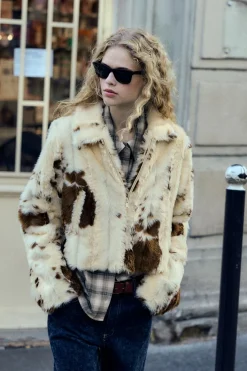 CHAQUETA EFECTO PELO ESTAMPADO ANIMAL