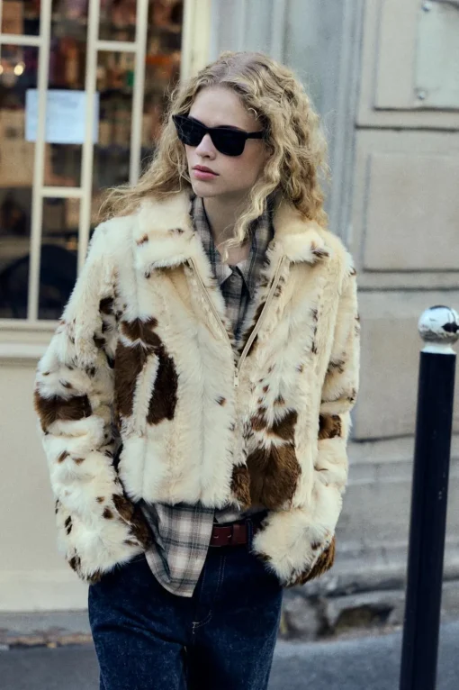 CHAQUETA EFECTO PELO ESTAMPADO ANIMAL