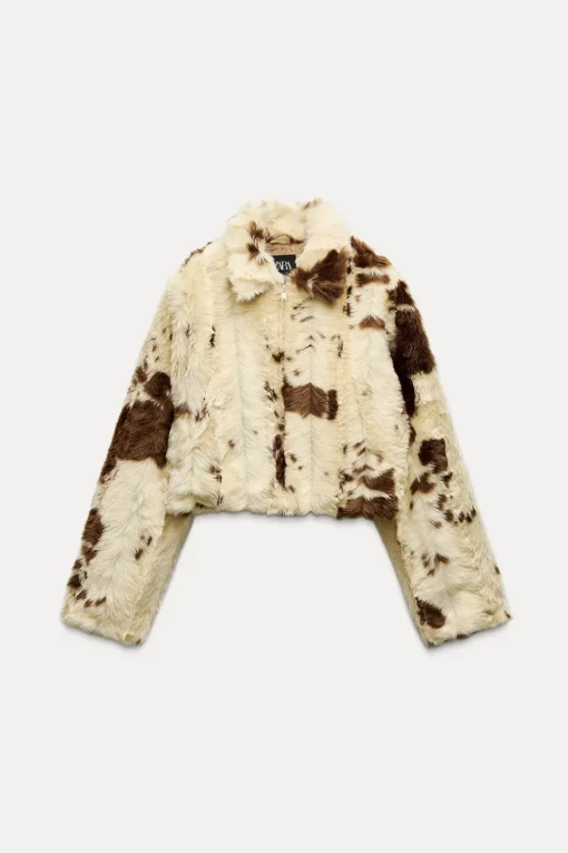 CHAQUETA EFECTO PELO ESTAMPADO ANIMAL