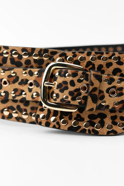 CINTURÓN FAJÍN PIEL TACHAS ESTAMPADO ANIMAL