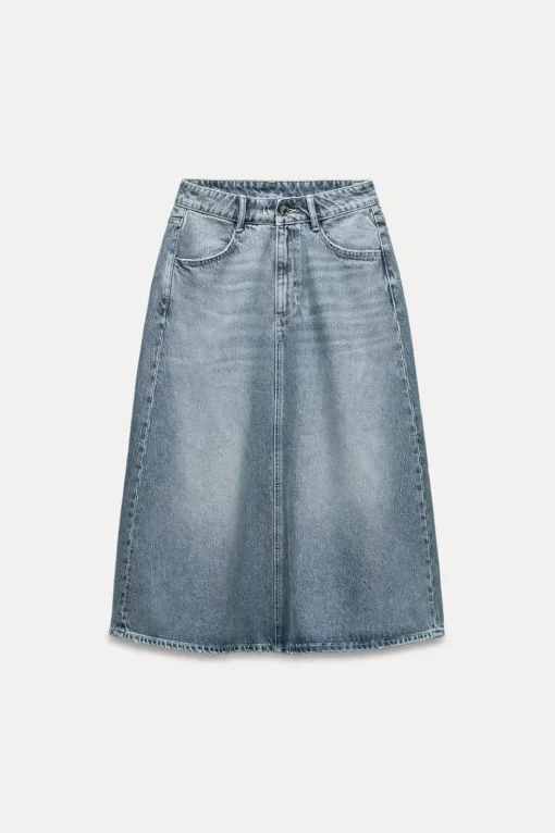 FALDA DENIM TRF TIRO MEDIO