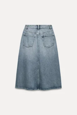 FALDA DENIM TRF TIRO MEDIO