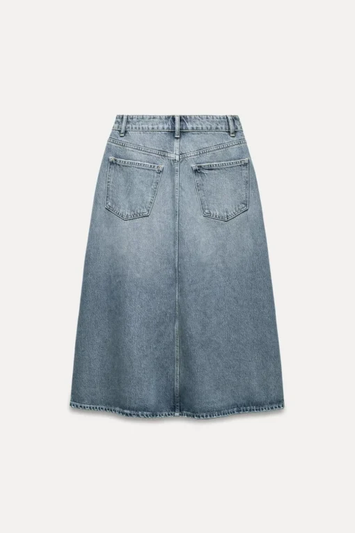 FALDA DENIM TRF TIRO MEDIO