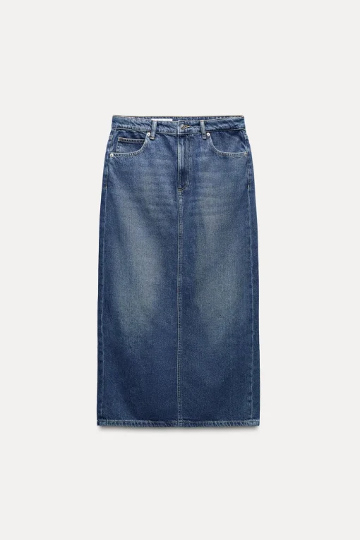 FALDA LARGA DENIM TRF TIRO MEDIO