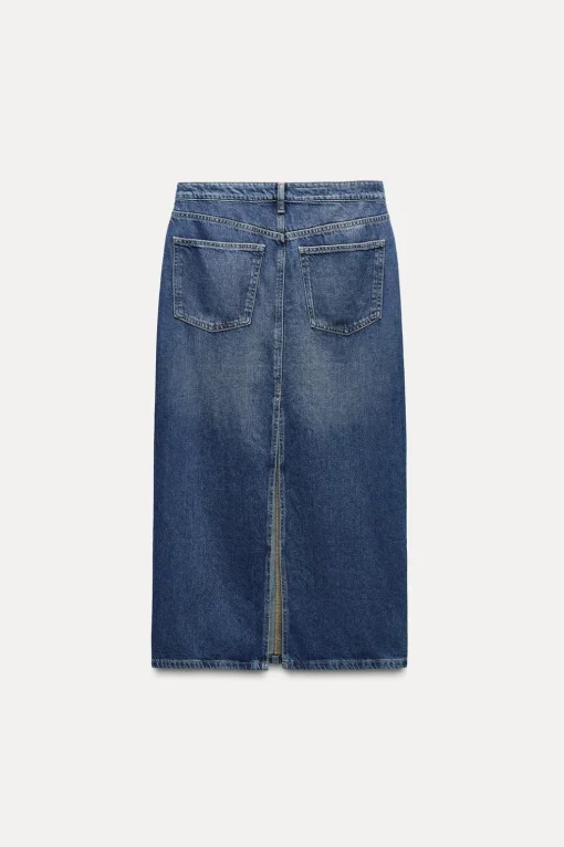 FALDA LARGA DENIM TRF TIRO MEDIO