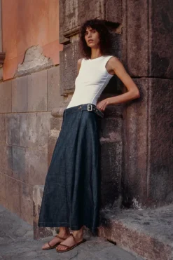 FALDA Z1975 PAREO DENIM CON LINO