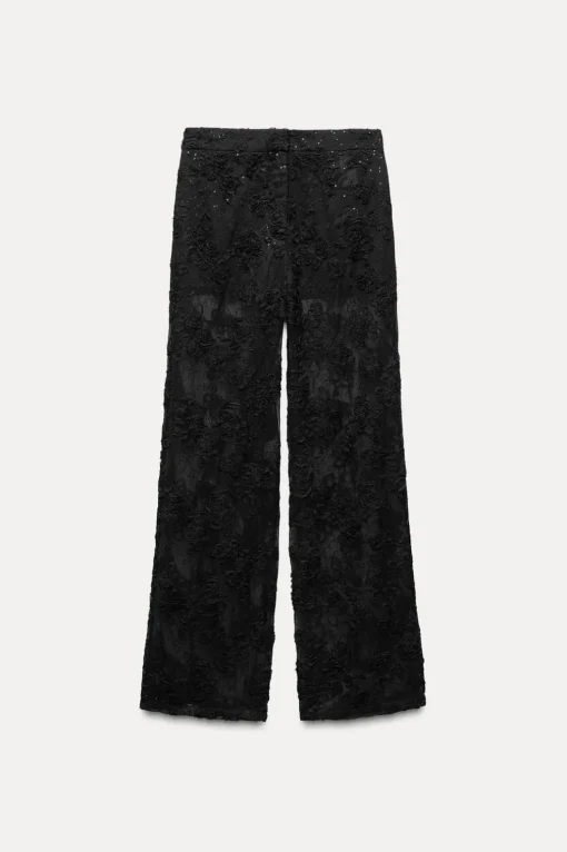 PANTALÓN SEMITRANSPARENTE ESTRUCTURA LENTEJUELAS