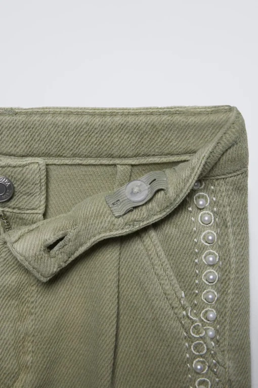 PANTALÓN WIDE LEG BORDADOS PERLAS
