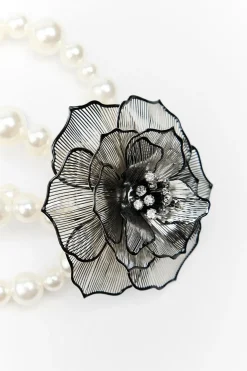 PULSERA PERLAS FLOR BRILLOS