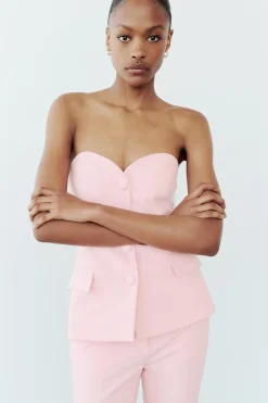 TOP BUSTIER BOTÓN FORRADO