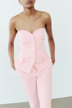 TOP BUSTIER BOTÓN FORRADO