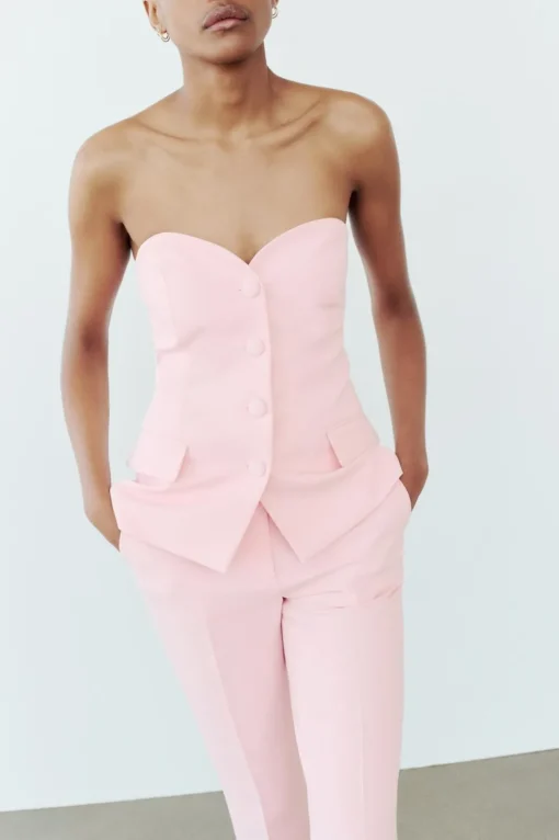 TOP BUSTIER BOTÓN FORRADO