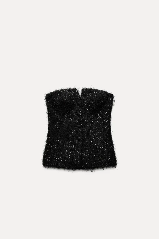 TOP BUSTIER FLECOS LENTEJUELAS