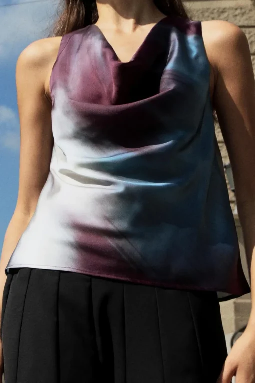 TOP SATINADO DRAPEADO TIE DYE