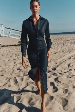 VESTIDO CAMISERO EFECTO DENIM