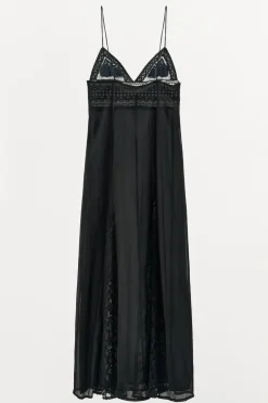 VESTIDO COMBINADO BORDADO ABALORIOS
