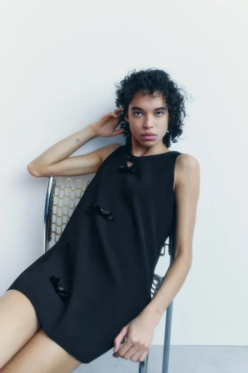 VESTIDO LAZOS TERCIOPELO ZW COLLECTION