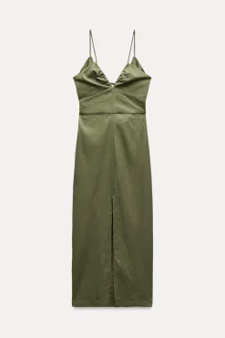 VESTIDO MIDI CORSETERO CON LINO