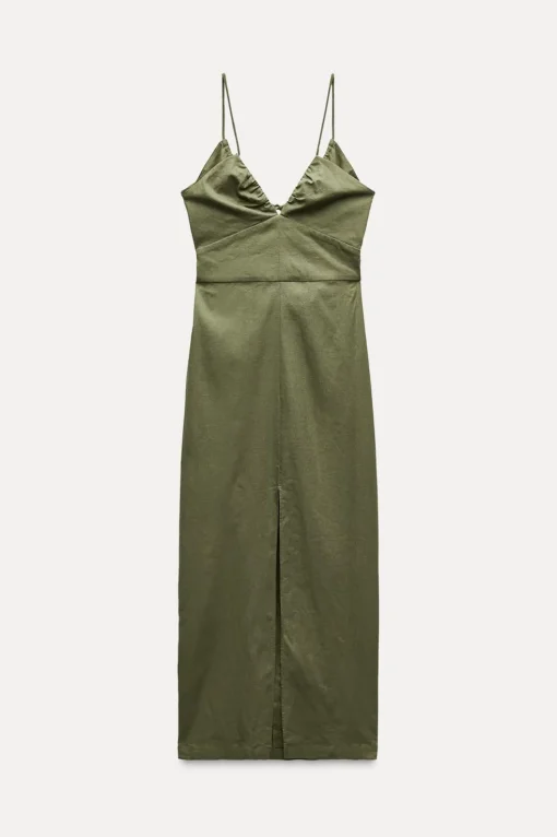 VESTIDO MIDI CORSETERO CON LINO