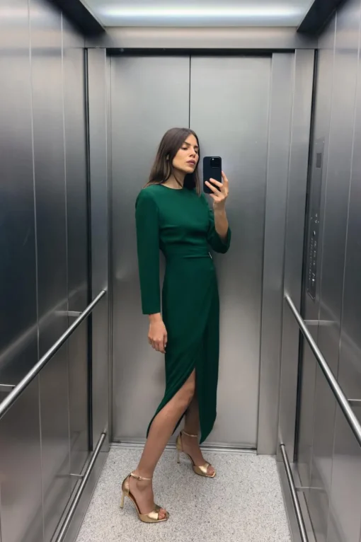 VESTIDO MIDI CREPE HEBILLA