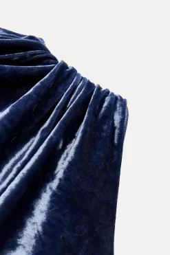 VESTIDO MIDI DRAPEADO TERCIOPELO