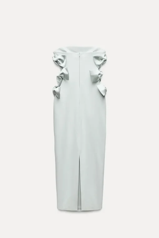 VESTIDO MIDI LAZOS SATINADOS