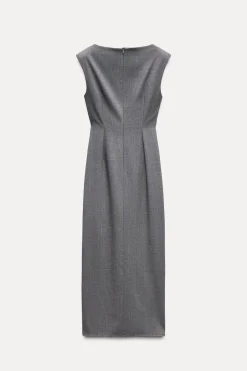 VESTIDO MIDI PLIEGUES CINTURA
