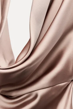 VESTIDO MIDI SATINADO ESPALDA DESCUBIERTA