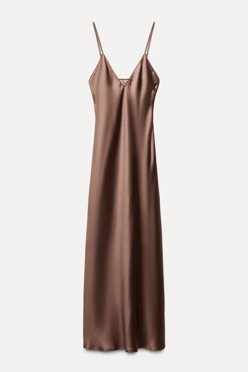VESTIDO MIDI SATINADO LENCERO