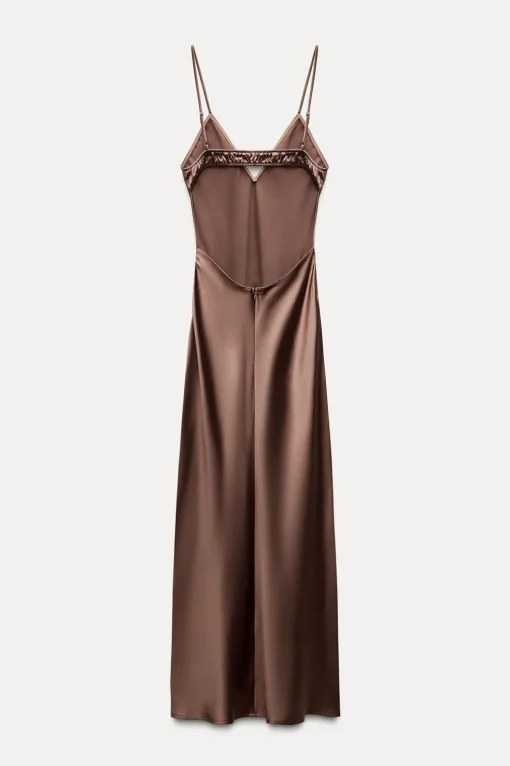VESTIDO MIDI SATINADO LENCERO