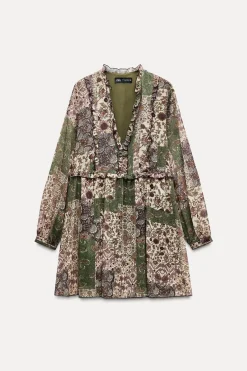 VESTIDO MINI ESTAMPADO VOLANTES