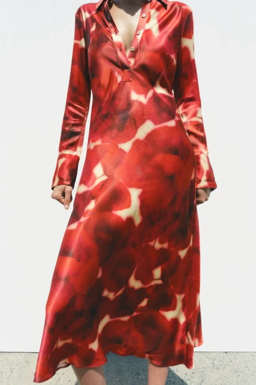 VESTIDO SATINADO ESTAMPADO ZW COLLECTION