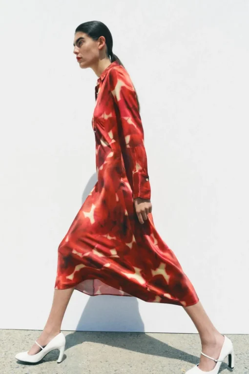 VESTIDO SATINADO ESTAMPADO ZW COLLECTION
