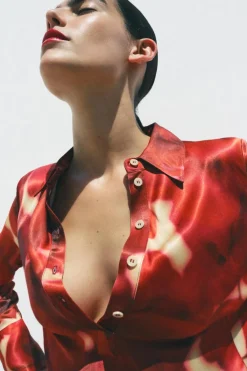VESTIDO SATINADO ESTAMPADO ZW COLLECTION