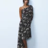 VESTIDO TUL ESTAMPADO ASIMÉTRICO