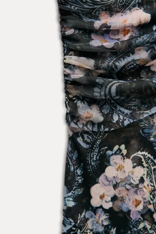 VESTIDO TUL ESTAMPADO ASIMÉTRICO
